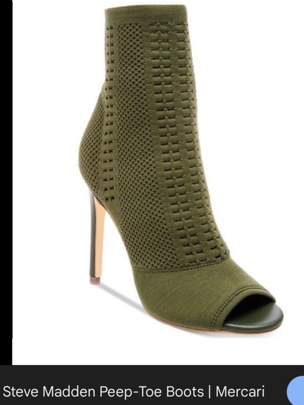 Steve Madden Olive Peep Toe Candid Knit Sock Heels🍸 - Picture 9 of 11